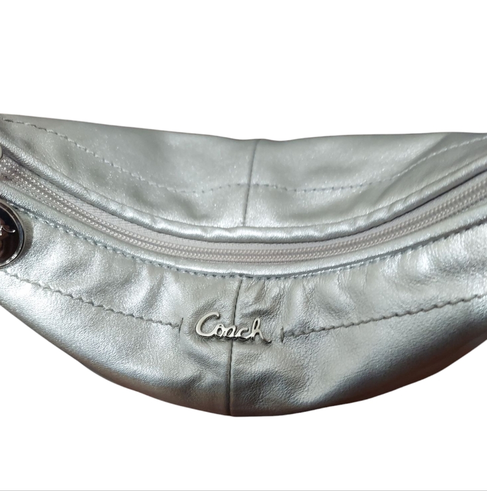 Coach Mini Silver Leather Shoulder Hobo EUC - Picture 8 of 10